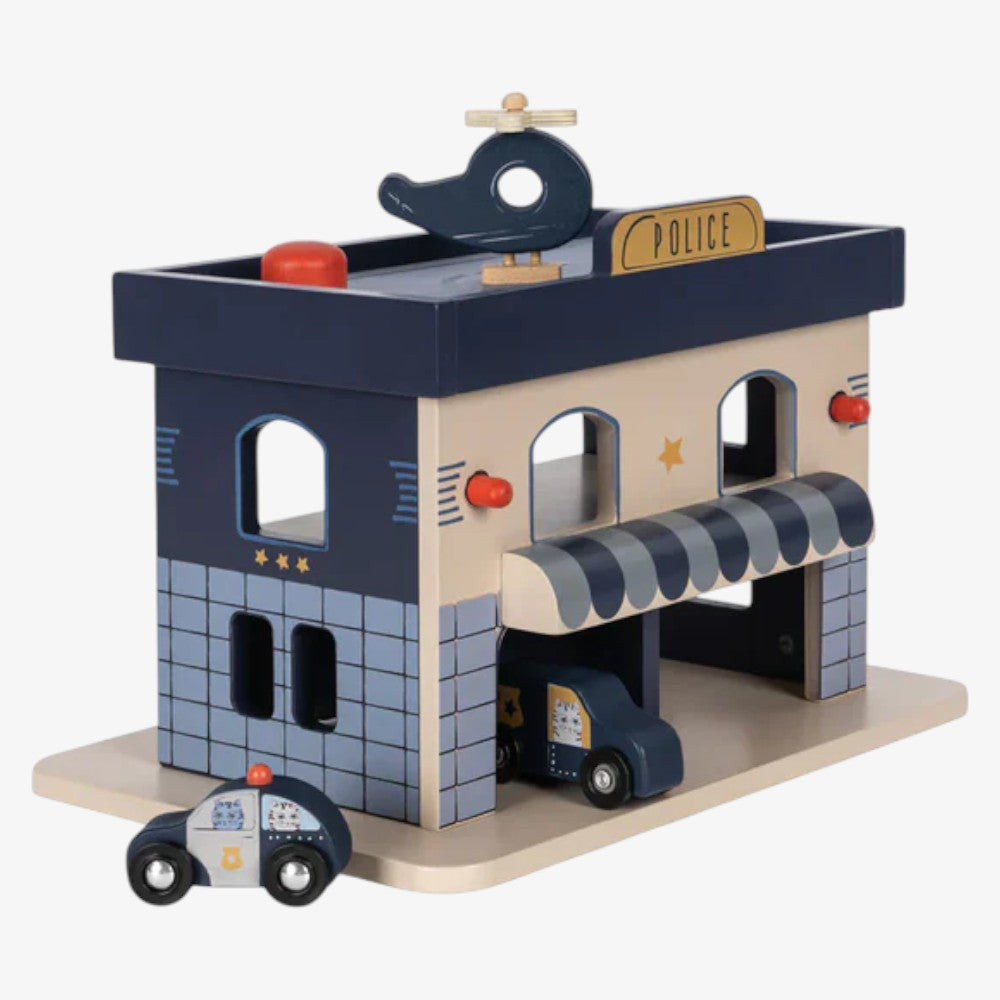 Wooden Police Station - Blue Multi