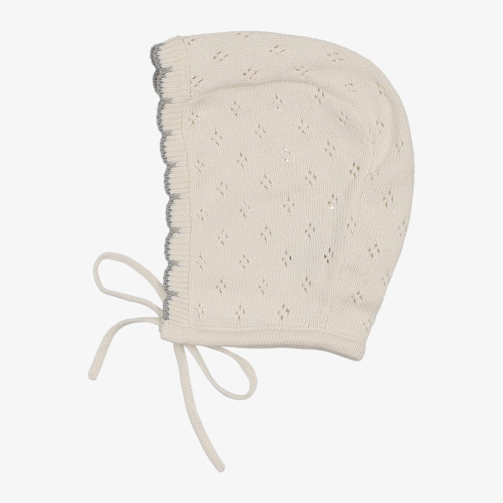 Diamond Pointelle Bonnet - Cream & Blue