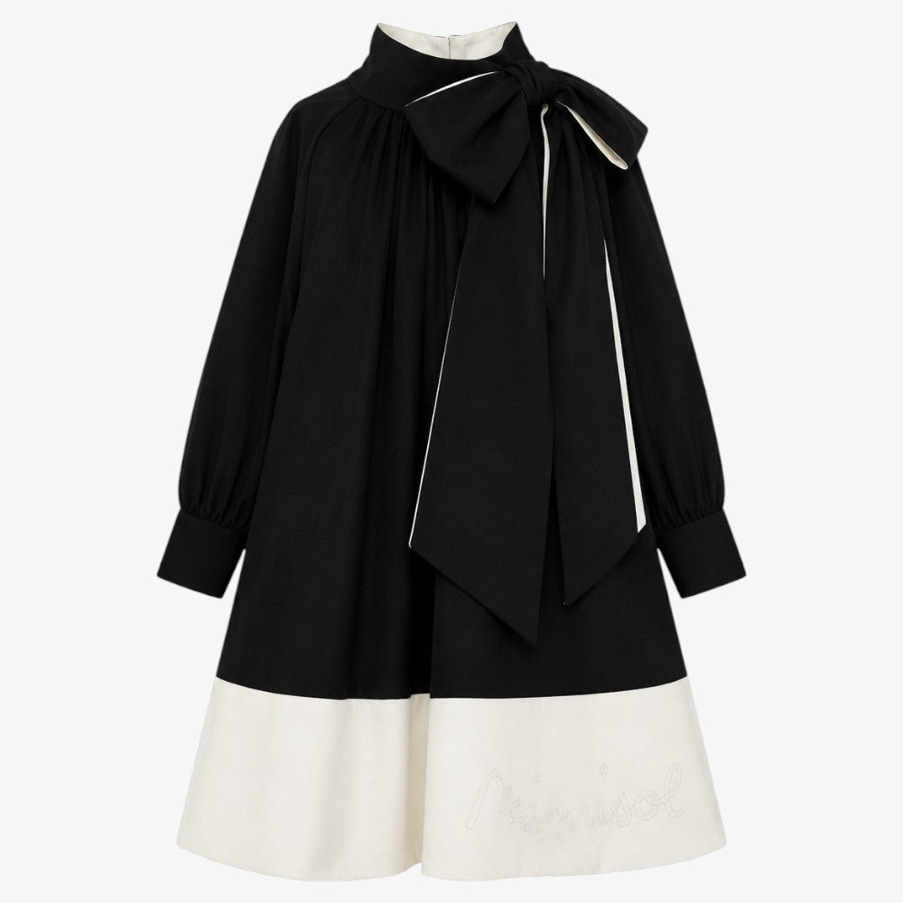 Logo Embroidered Dress - Black & White
