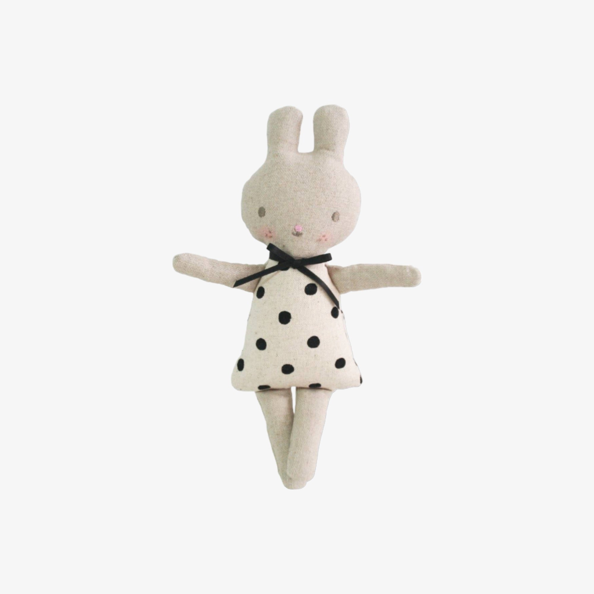 Linen Bonnie Bunny Rattle - Black Spot