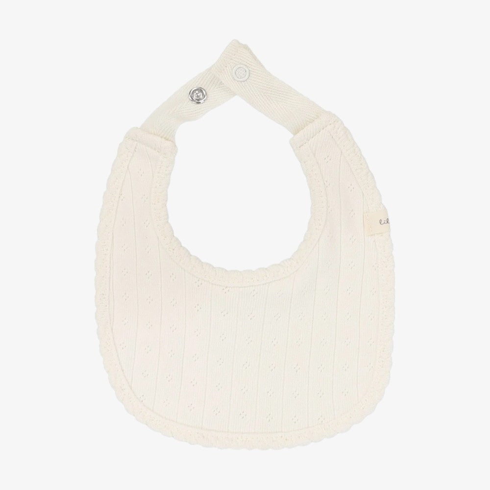Fine Pointelle Bib - Cream