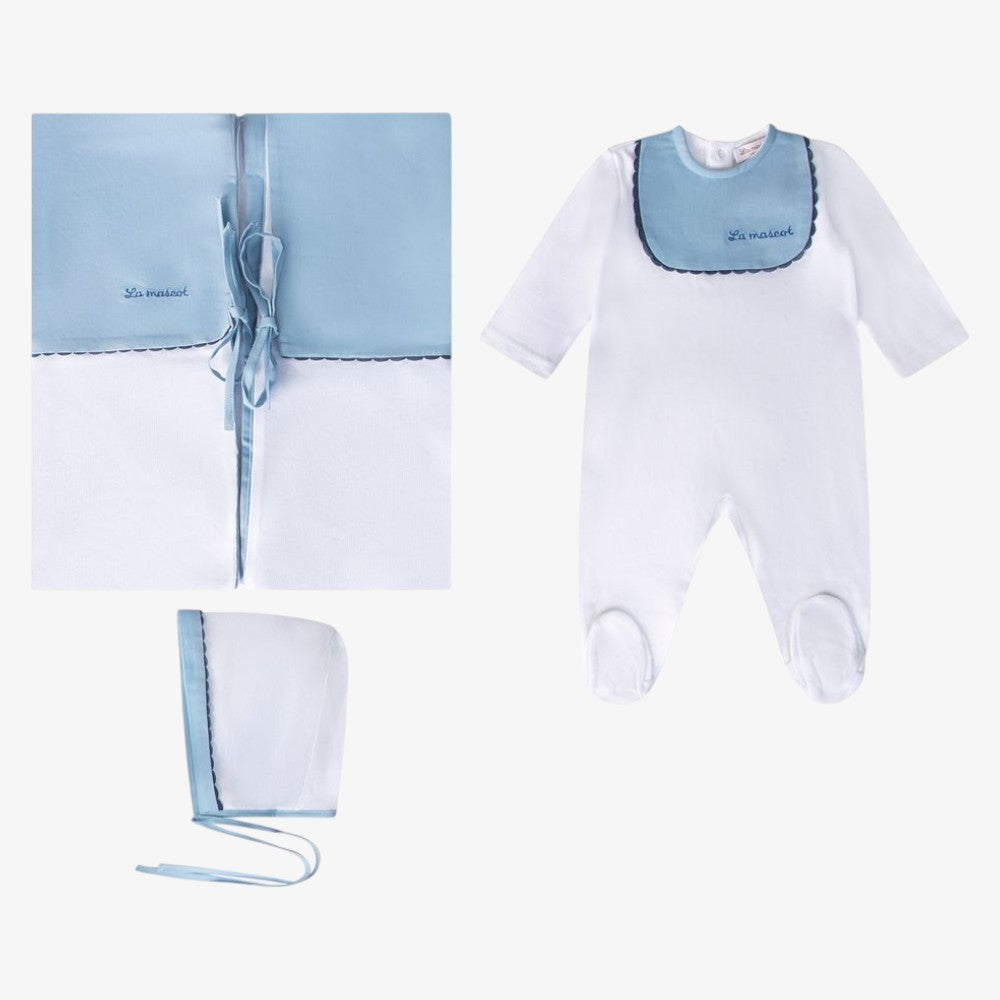 Bib Edge Take Me Home Set - White & Blue