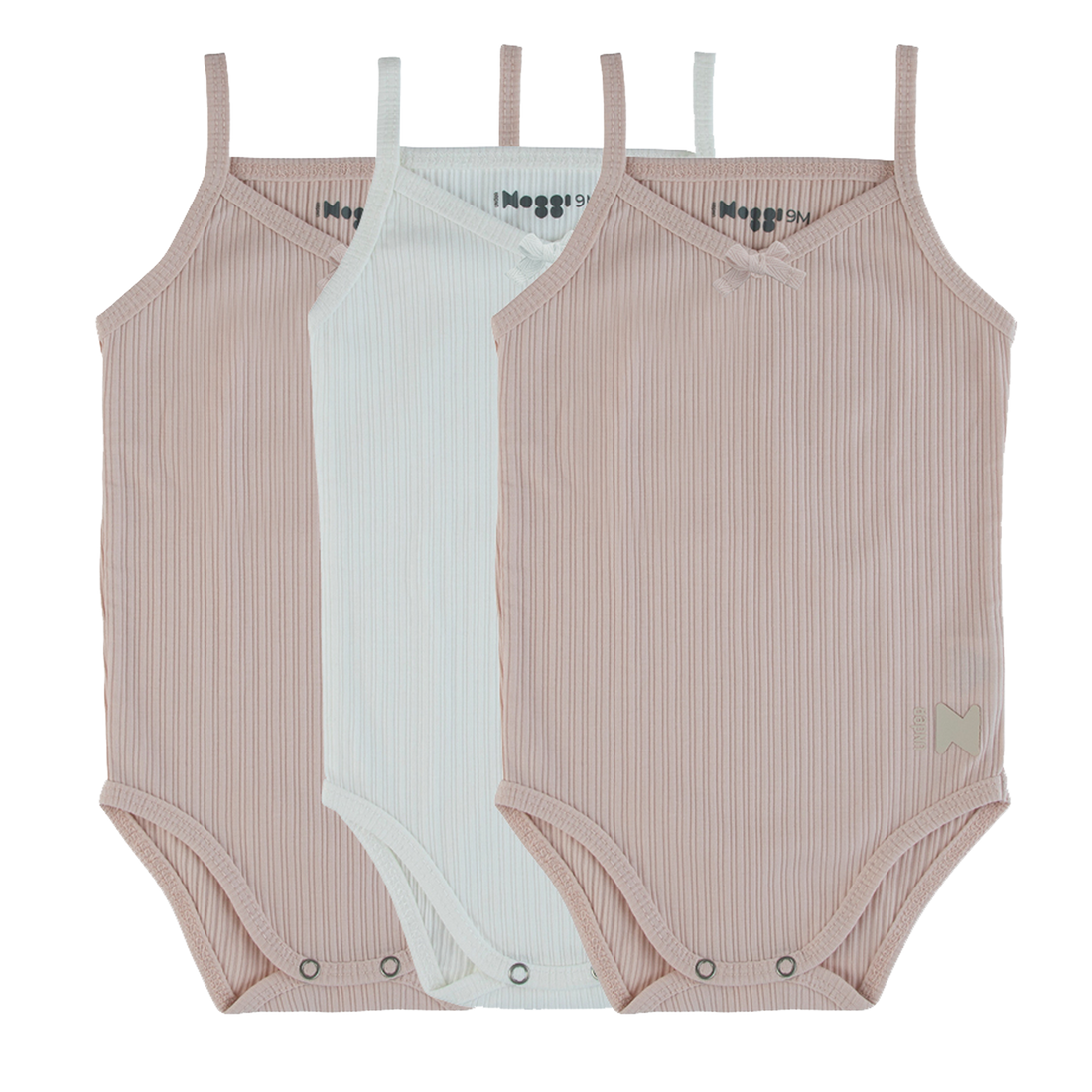 3Pk Ribbed Bodysuits - Mauve/white