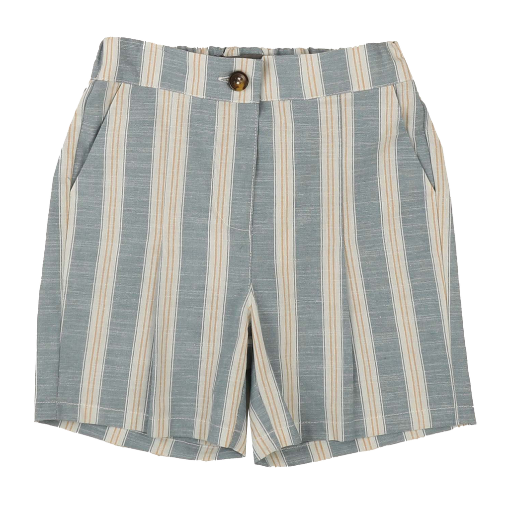 Belati Linen Stripe Shorts - Marina