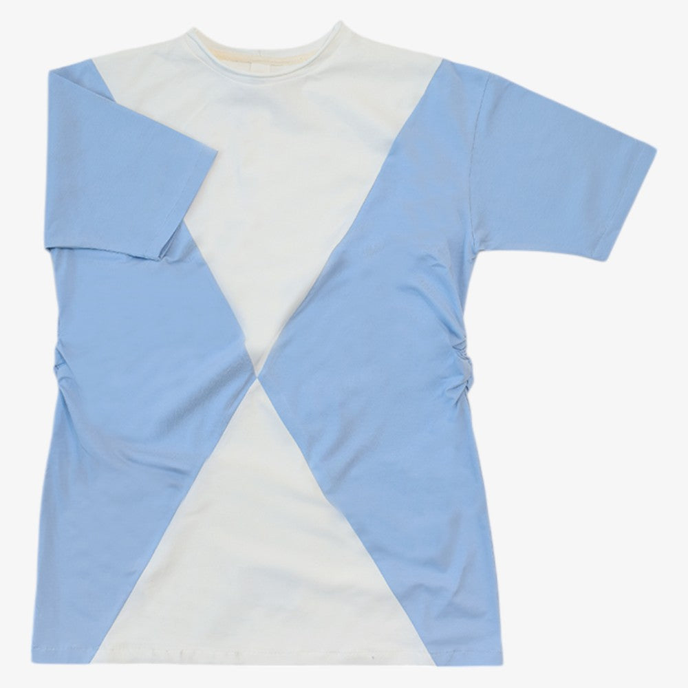 Panel Tee Dress - Blue&ecru