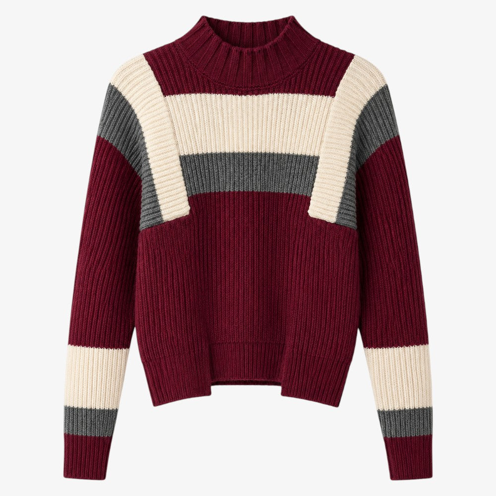 Sybelle Stripe Sweater - Burgundy