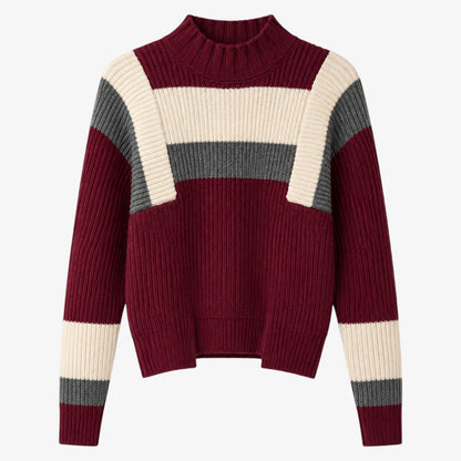 Sybelle Stripe Sweater - Burgundy