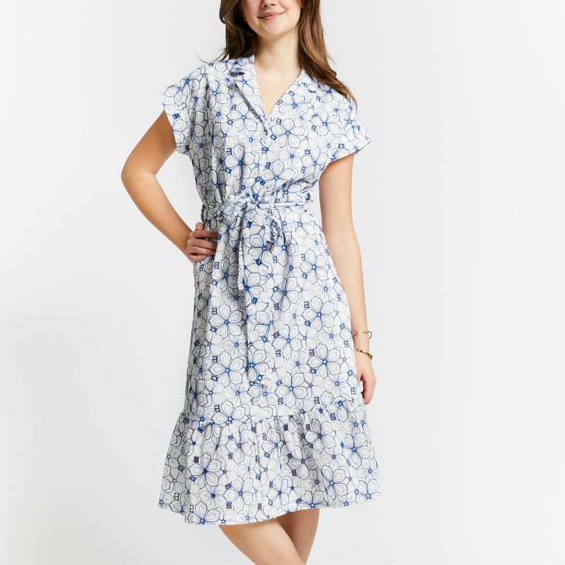 Shiny Lace Dress - Off White