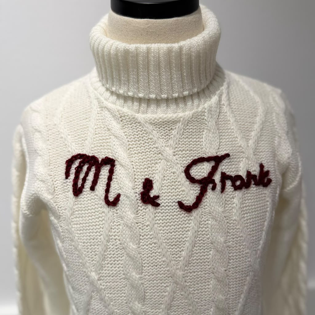 Logo Turtleneck - CREAM &amp; BORDEAUX