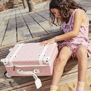 Olli Ella See-Ya Suitcase - Pink Daisies