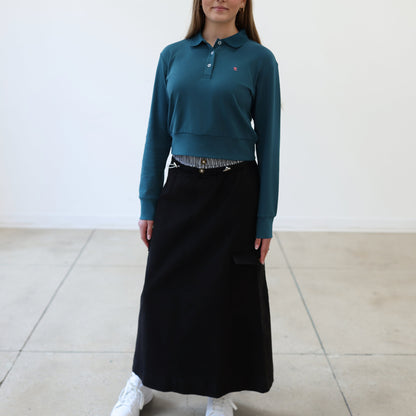 Double Waistband Skirt - Black