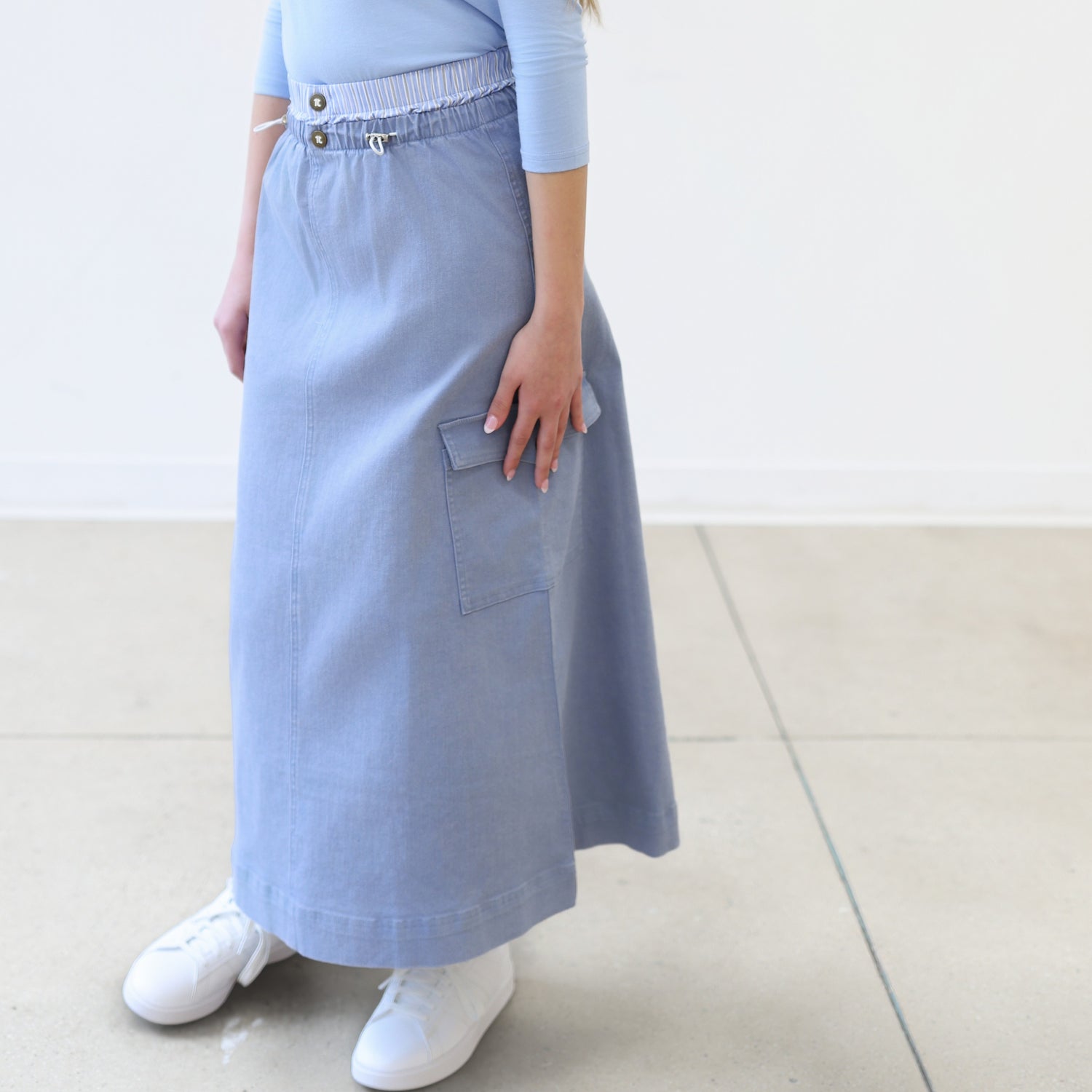 Double Waistband Skirt - Blue