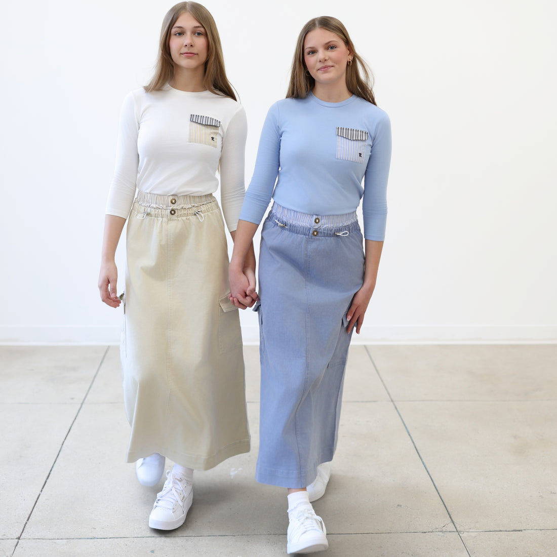 Double Waistband Skirt - Blue