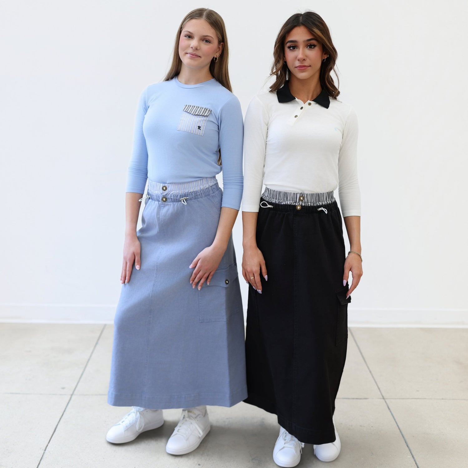 Double Waistband Skirt - Blue