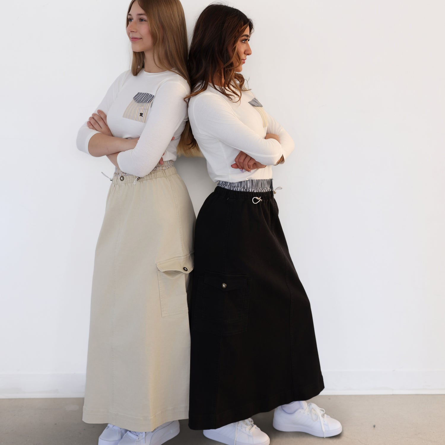 Double Waistband Skirt - Black