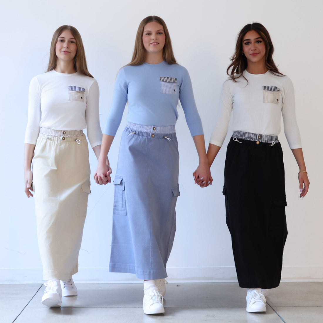 Double Waistband Skirt - Blue