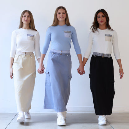 Double Waistband Skirt - Blue