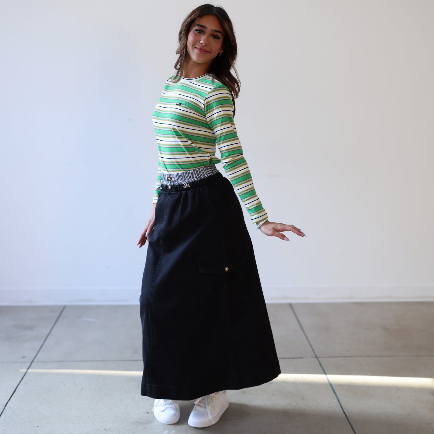 Double Waistband Skirt - Black