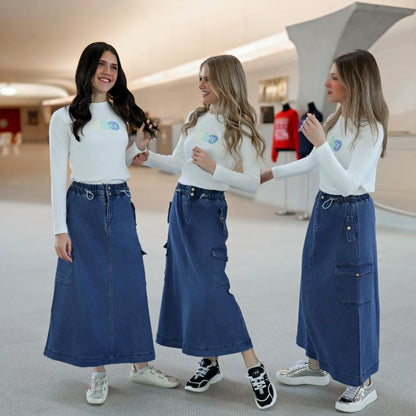 Pocket Skirt - Blue Denim