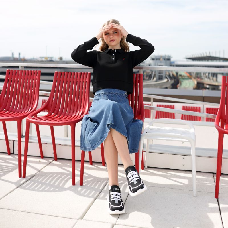 Pleated Denim Skirt - Blue Denim