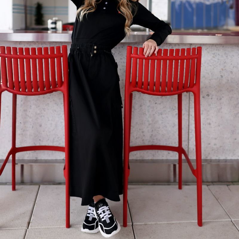 Pocket Skirt - Black Denim