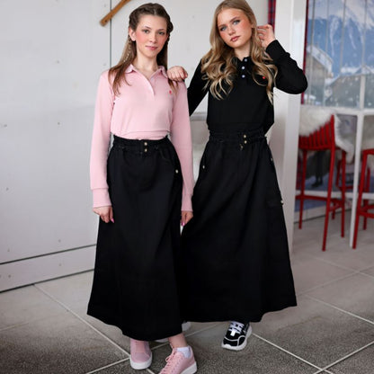 Pocket Skirt - Black Denim