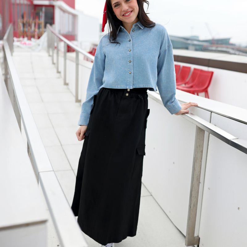 Pocket Skirt - Black Denim