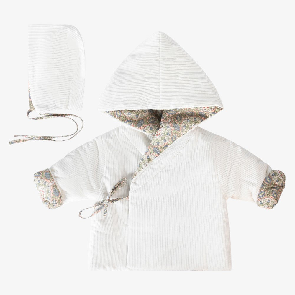Mosaic Jacket And Bonnet - Ivory &amp; Blue
