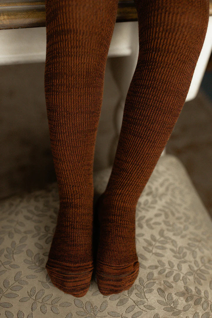 Silly Silas Ribbed Tights With Braces - Spicy Chai
