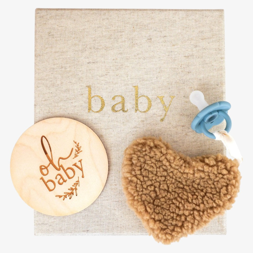 Sherpa Heart Paci Comforter - Caramel