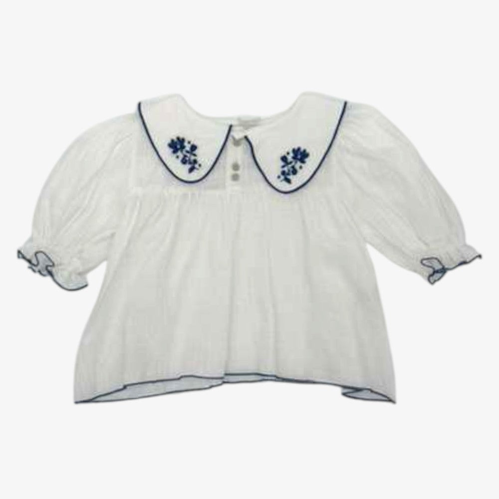 Hartense Shirt - Ecru &amp; Royal Blue