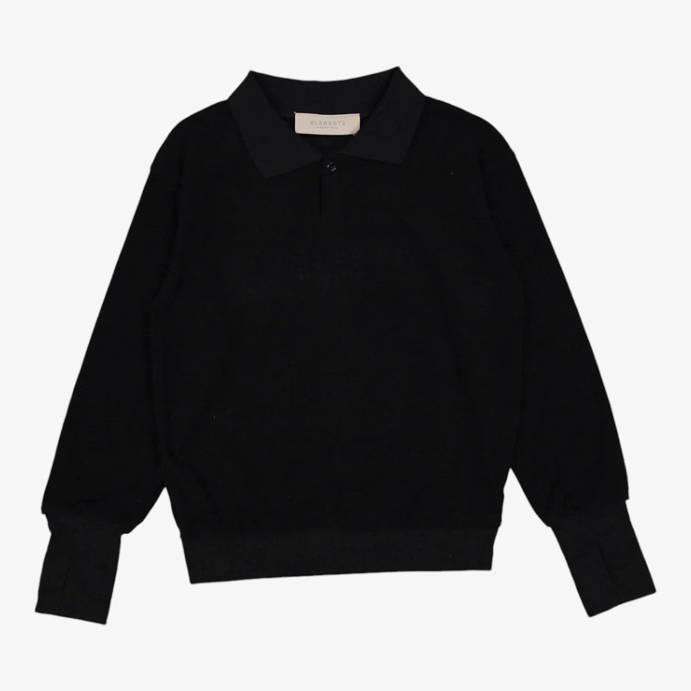 Fuzzy Polo Sweatshirt - Black