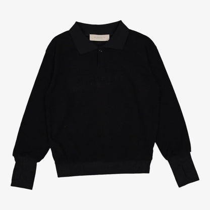 Fuzzy Polo Sweatshirt - Black