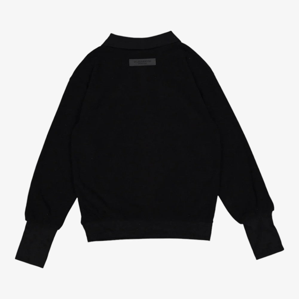 Fuzzy Polo Sweatshirt - Black