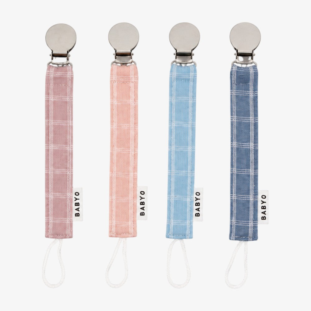Plaid Paci Clip - Pink