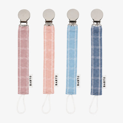 Plaid Paci Clip - Pink