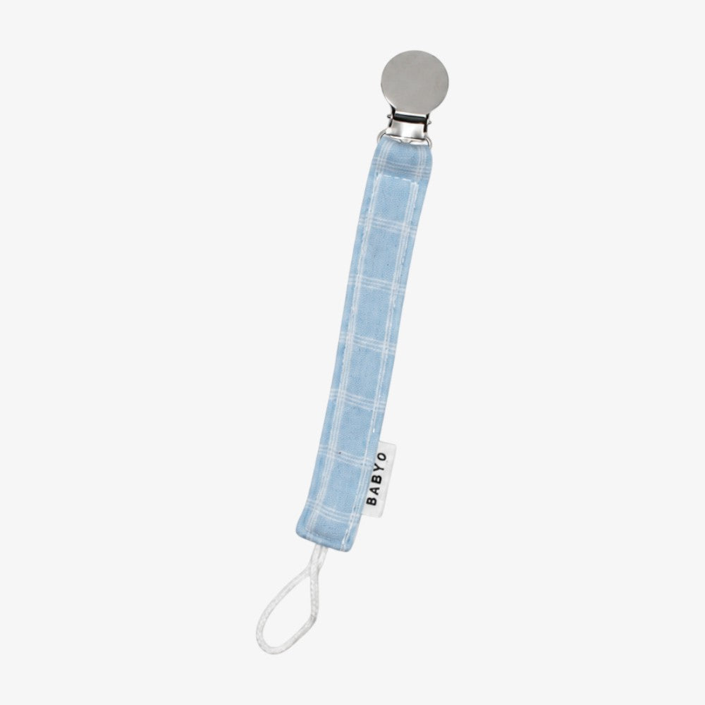 Plaid Paci Clip - Blue