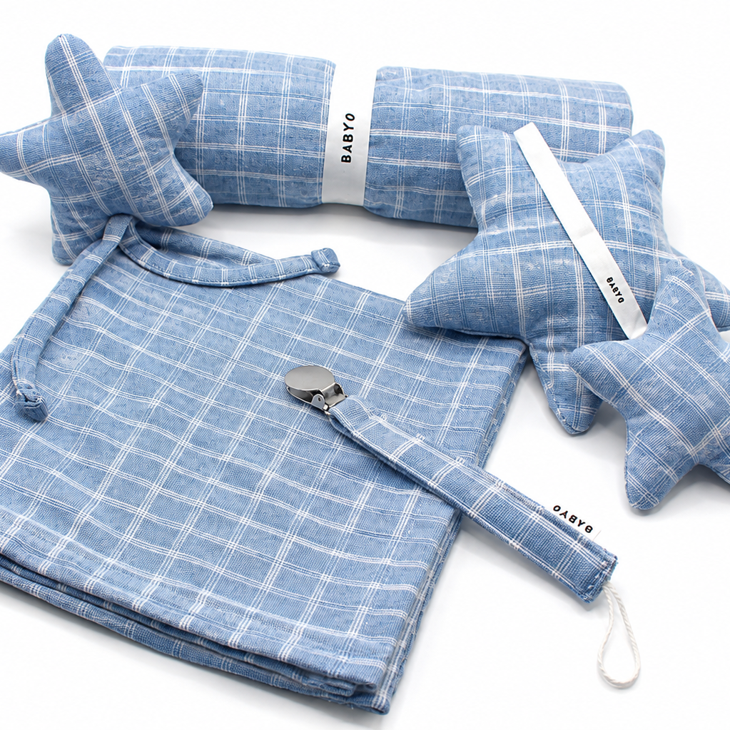 Plaid Paci Clip - Denim