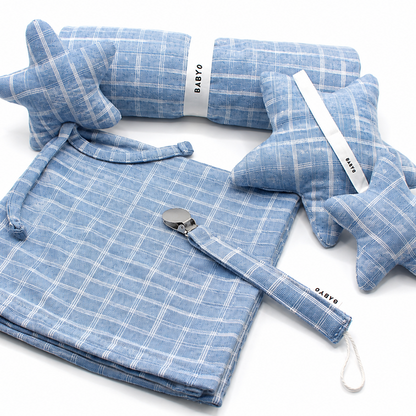 Plaid Paci Clip - Denim