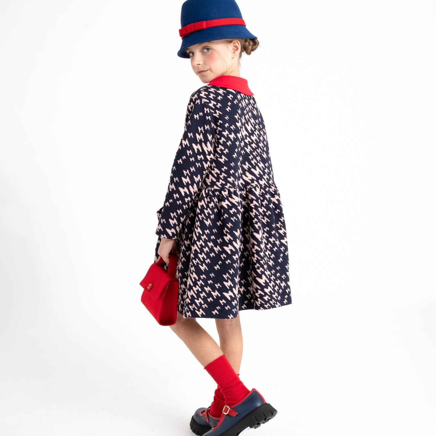 Knit Jcquard LL Dress - Dark Blue