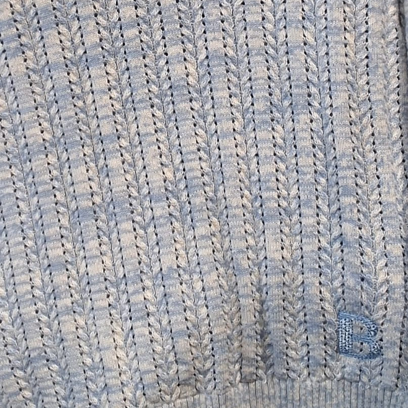 Marled Braided Sweater - Light Blue
