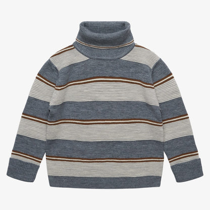 Rollneck Sweater - Steel &amp; Lt Grey