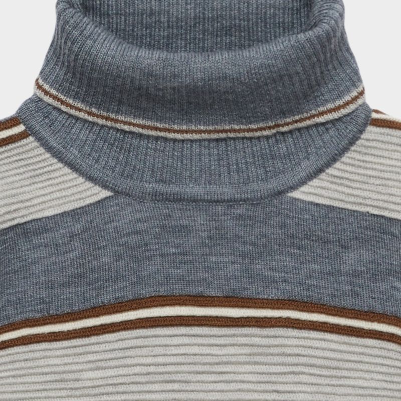 Rollneck Sweater - Steel &amp; Lt Grey