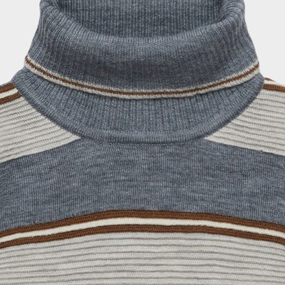 Rollneck Sweater - Steel &amp; Lt Grey