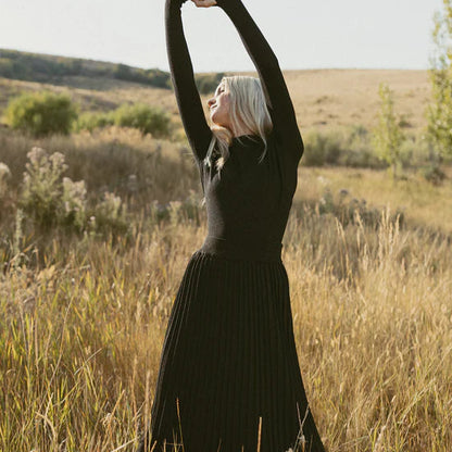 Metallic Knit Turtleneck - Black