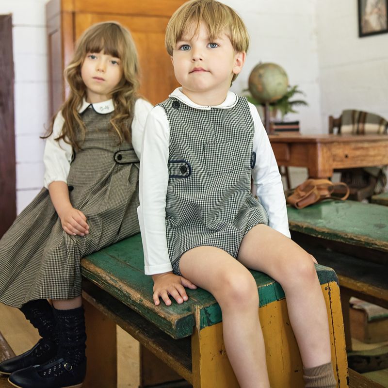 Houndstooth Overall - Brown