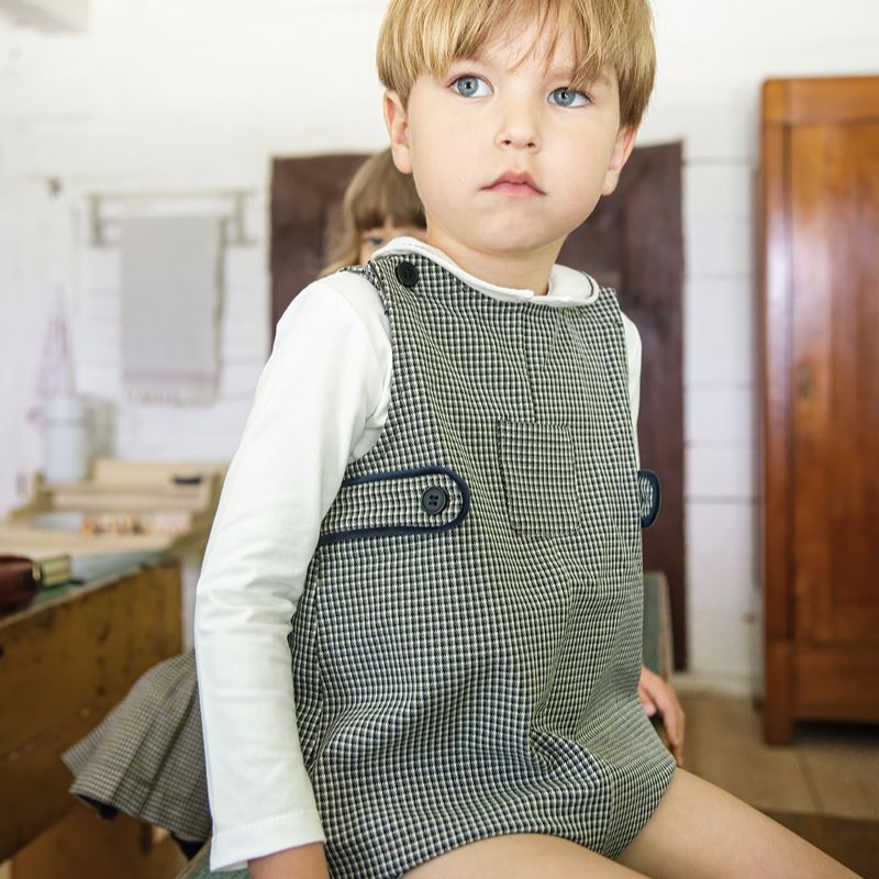 Houndstooth Overall - Brown