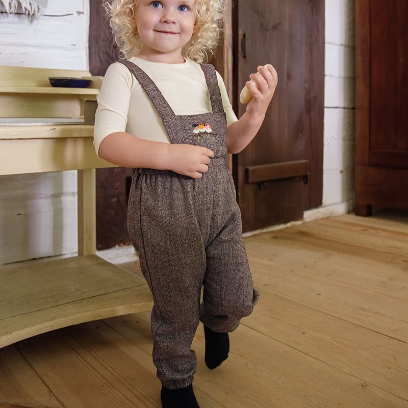 Bird Embroidered Romper - Brown