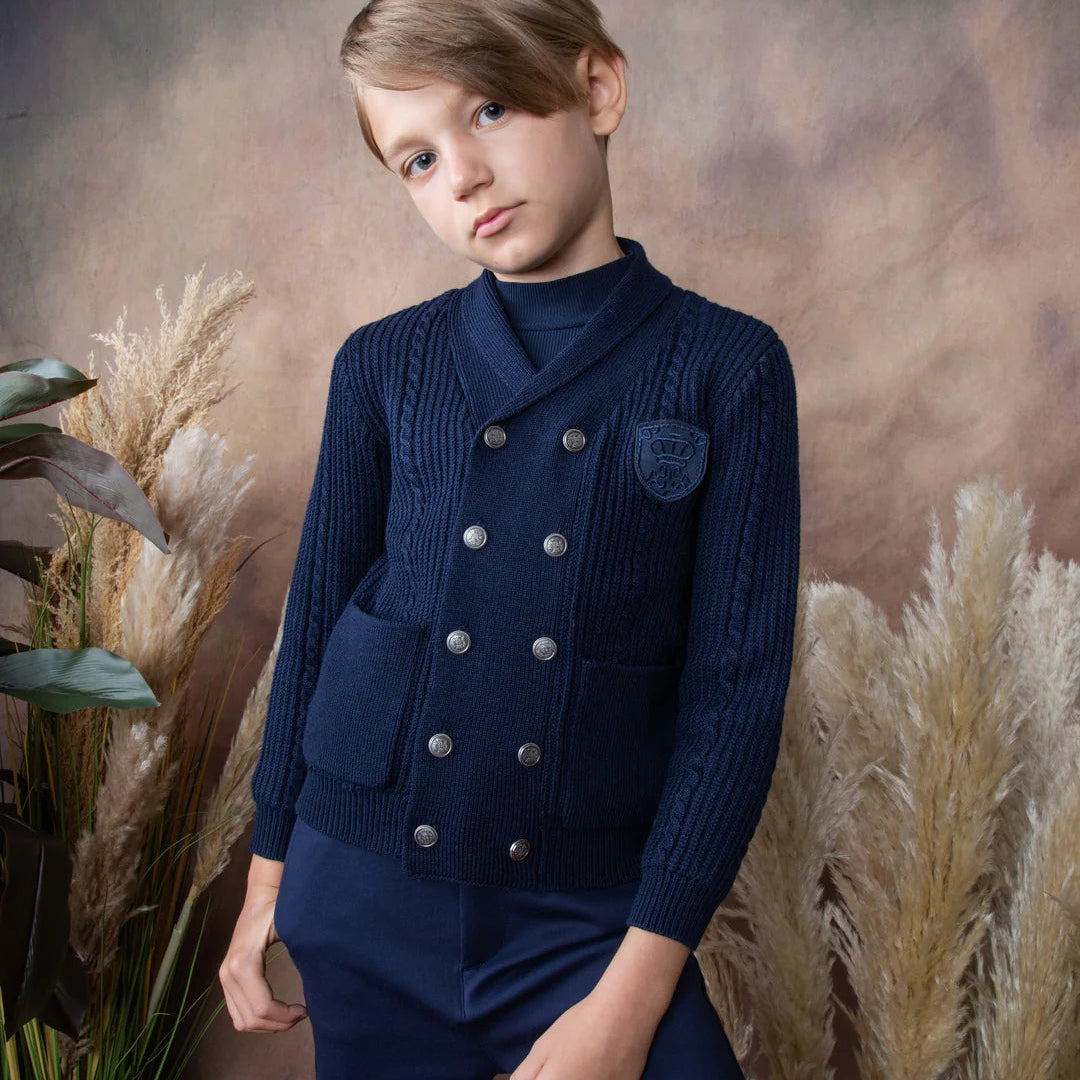 Cable Cardigan - Navy