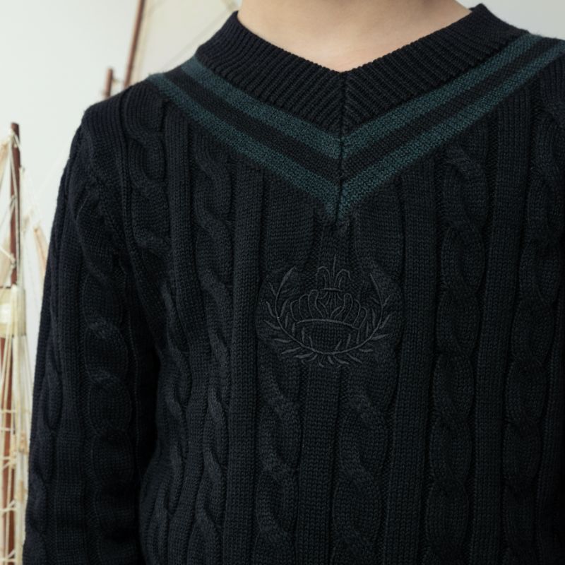 Cable Emblem Sweater - Green